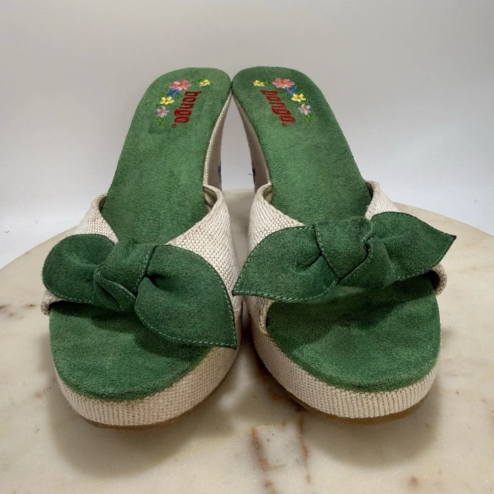 Bongo Vintage Y2K Embroidered Floral Platform Wedge Sandals Fairy Cute Size 10M